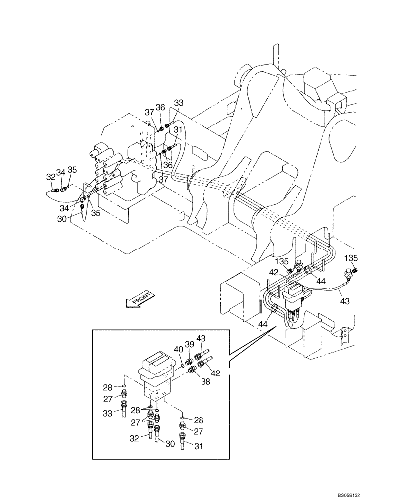 Схема запчастей Case CX225SR - (08-22) - PILOT CONTROL LINES, TRAVEL - MODELS WITHOUT LOAD HOLD (08) - HYDRAULICS