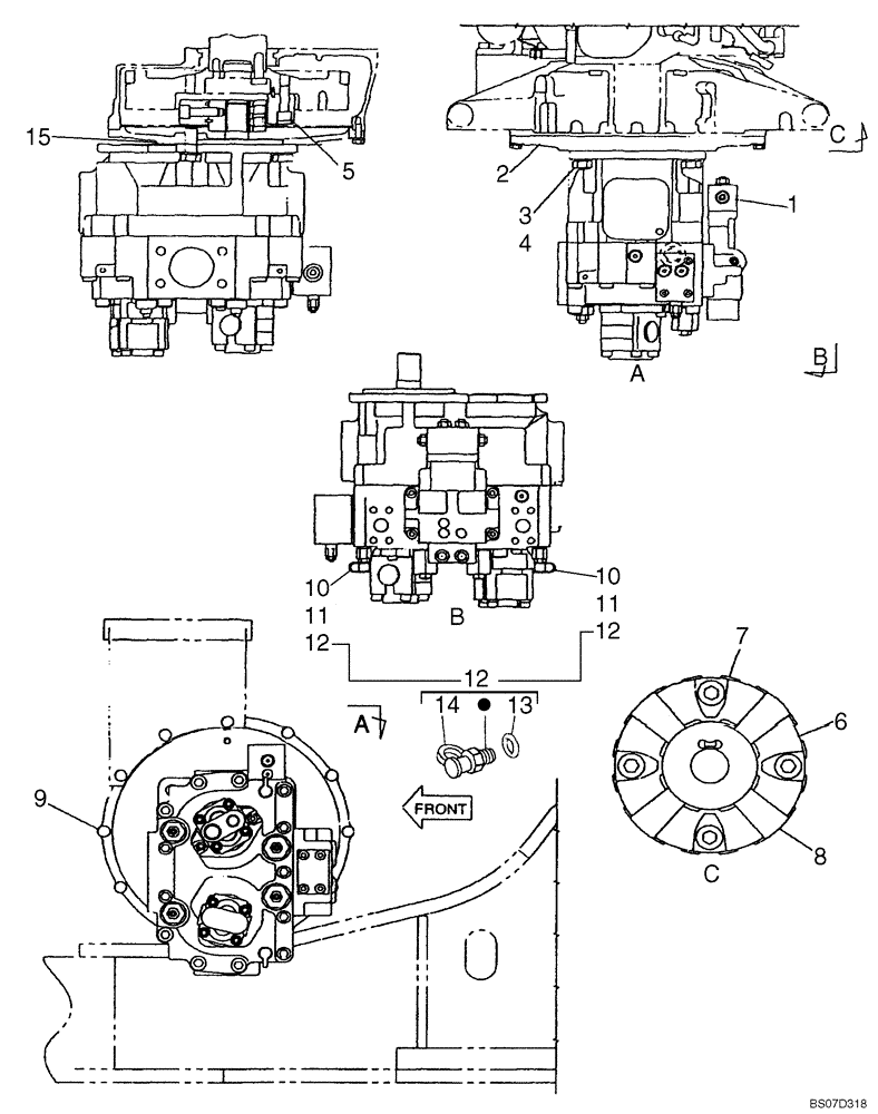 Схема запчастей Case CX225SR - (08-02) - PUMP ASSY, HYDRAULIC - COUPLING (08) - HYDRAULICS