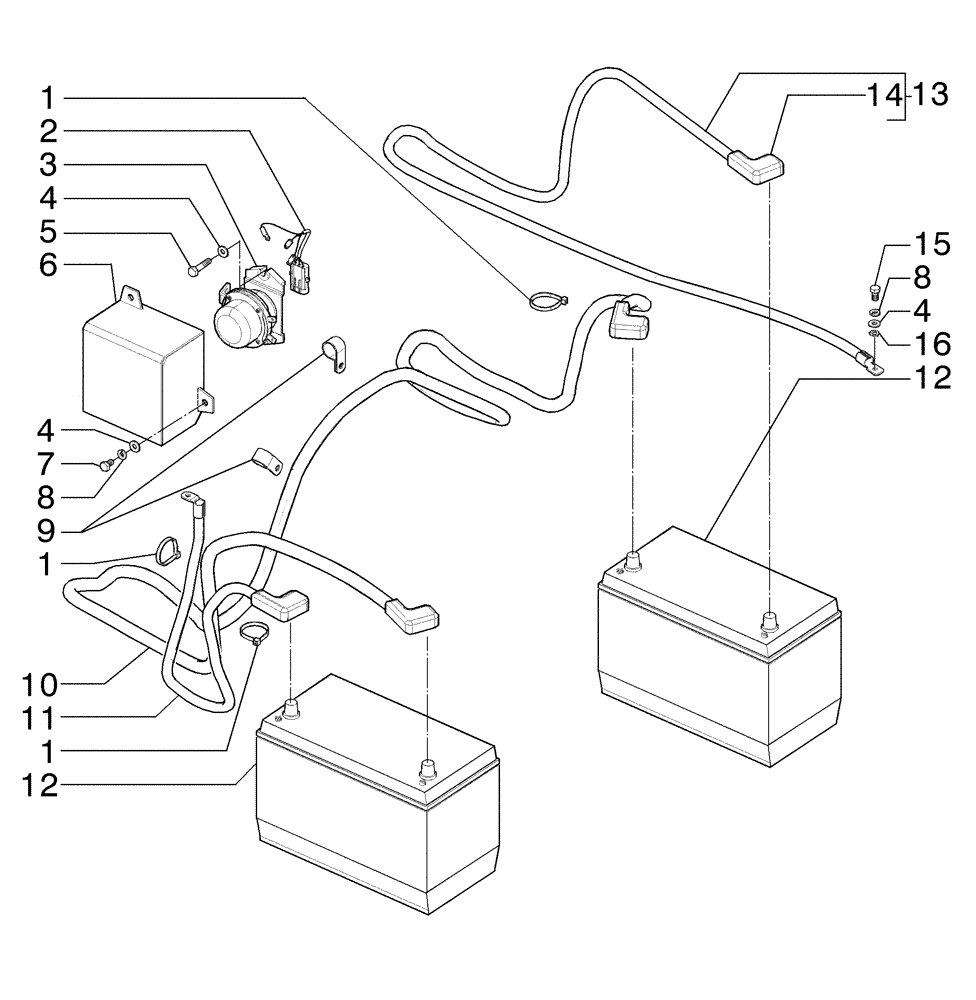 Схема запчастей Case 845B - (04-04[01]) - BATTERY AND HARNESS (04) - ELECTRICAL SYSTEMS