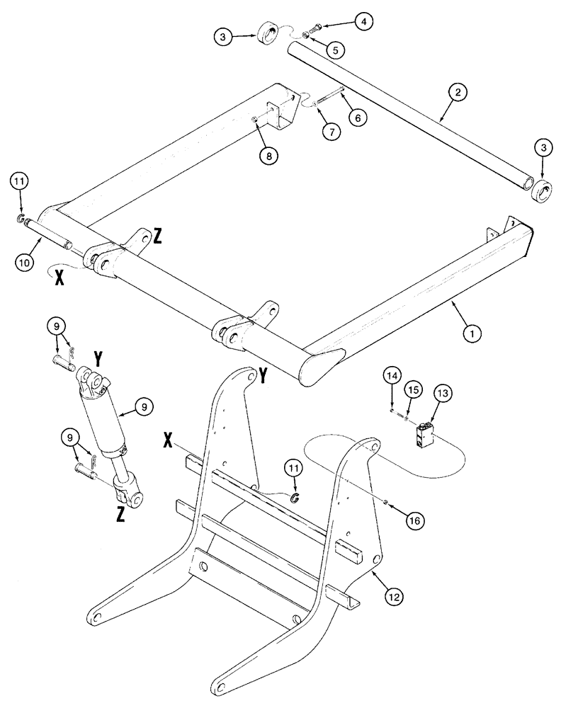 Схема запчастей Case 960 - (09-52) - REEL CARRIER (09) - CHASSIS