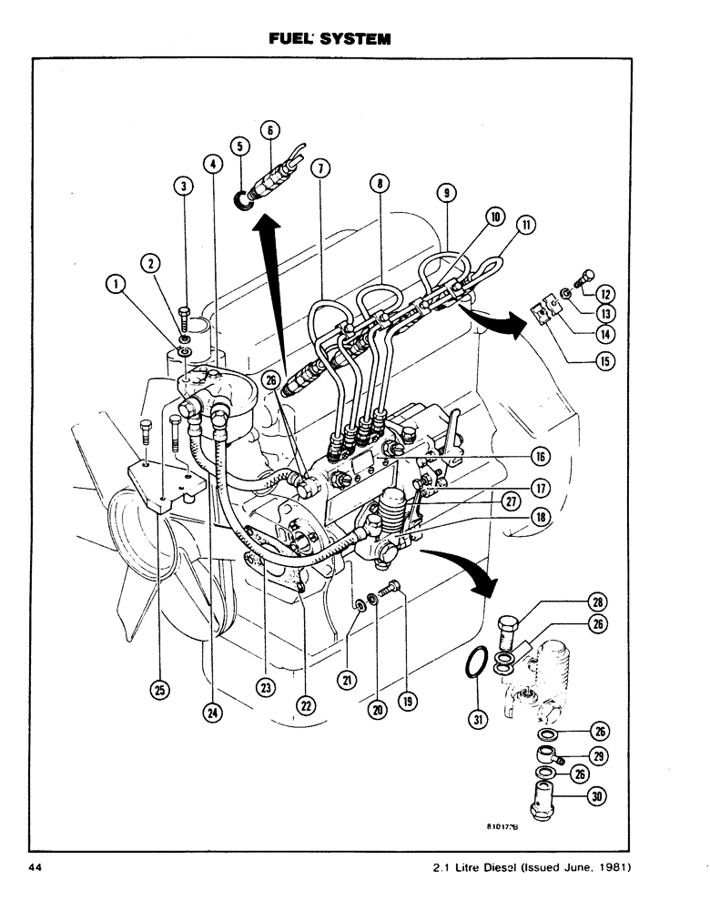 Схема запчастей Case DH4 - (44) - FUEL SYSTEM (10) - ENGINE