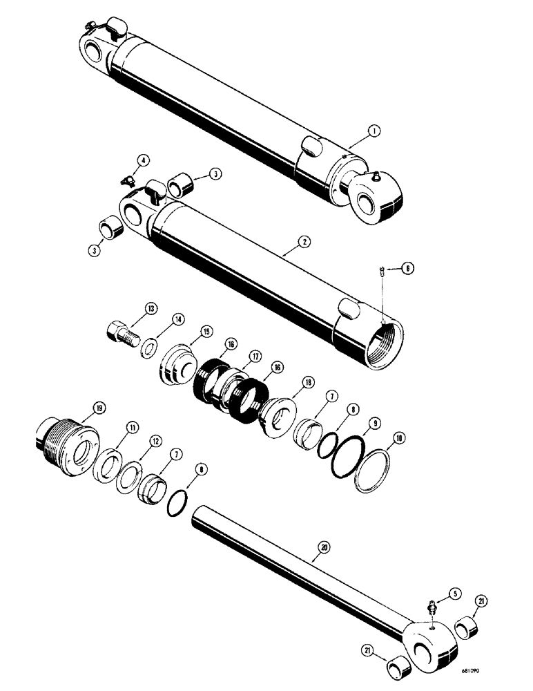 Схема запчастей Case 34 - (122) - BACKHOE CROWD CYLINDER, CYLINDER WITH FLAT SNAP-IN TYPE OUTER ROD WIPER 