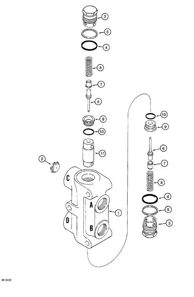 Схема запчастей Case 760 - (08-114) - TRENCHER AND REEL CARRIER LOCKOUT VALVE (35) - HYDRAULIC SYSTEMS