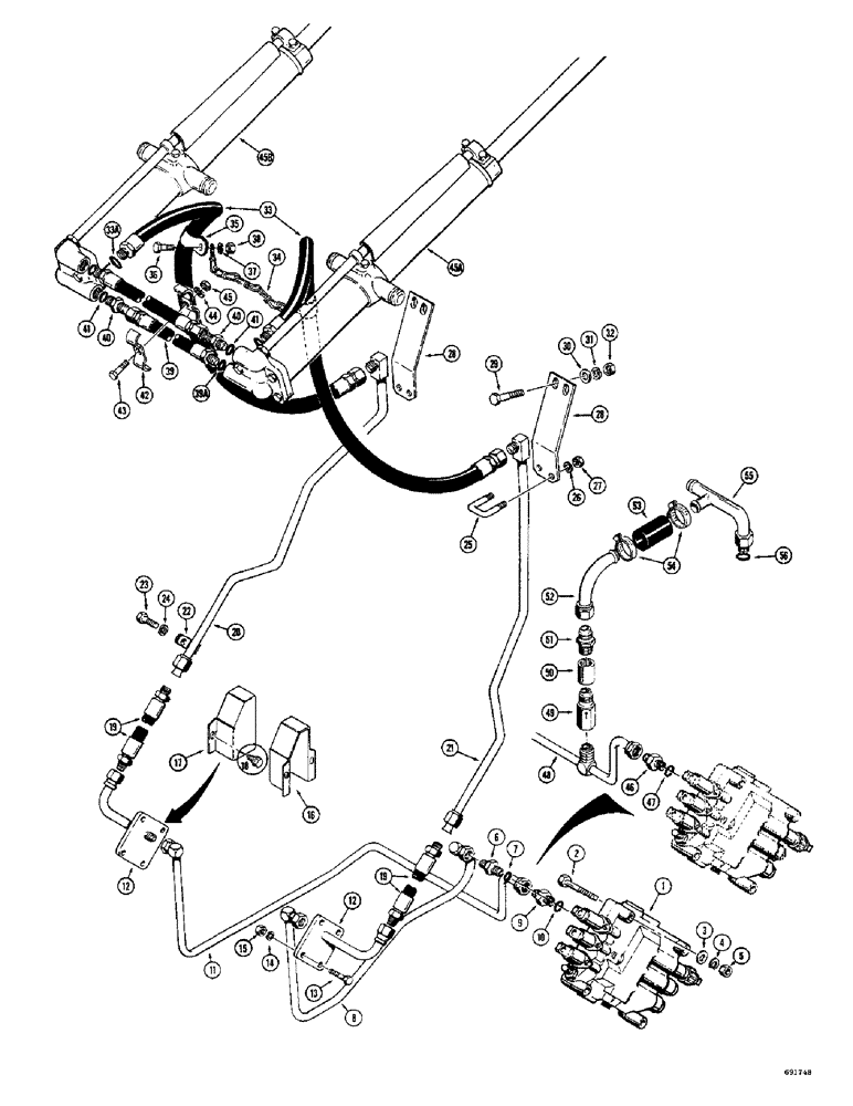 Схема запчастей Case W10B - (212) - LOADER HYDRAULICS, TILT CYLINDER HYDRAULICS (08) - HYDRAULICS