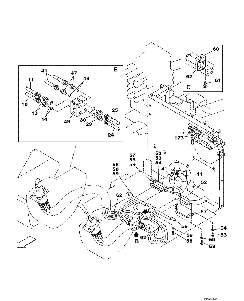 Схема запчастей Case CX290 - (08-23) - HYDRAULICS - PILOT CONTROL LINES (08) - HYDRAULICS