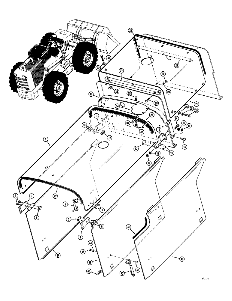Схема запчастей Case W10C - (132) - HOOD AND ENGINE SIDE PANELS (08) - HYDRAULICS