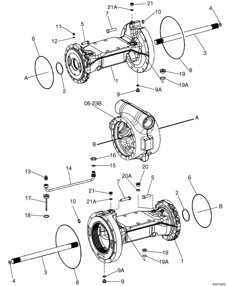 Схема запчастей Case 521E - (06-23A) - AXLE, REAR - HOUSING (06) - POWER TRAIN