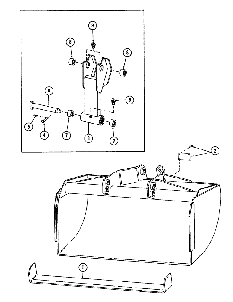 Схема запчастей Case 880 - (288) - DITCH BUCKET, (USED ON UNITS WITH SERIAL NUMBER 6200000 THRU 6200288) (19) - BUCKETS