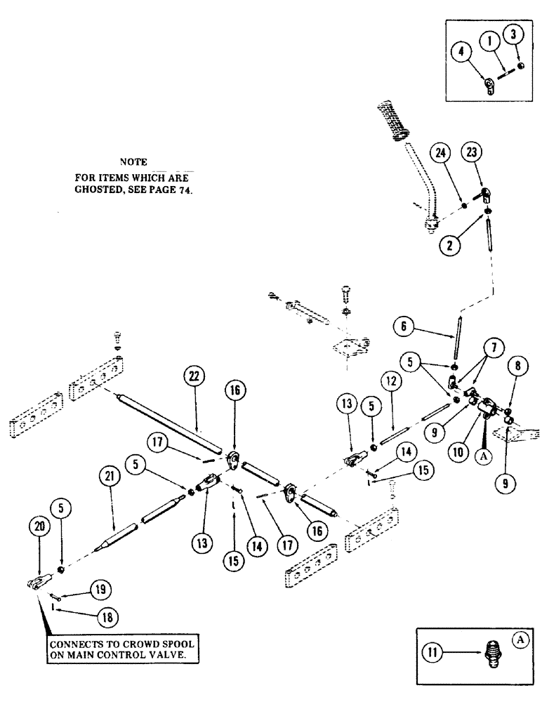 Схема запчастей Case 35 - (076) - CROWD CONTROL HANDLE AND ATTACHING PARTS (33) - BRAKES & CONTROLS