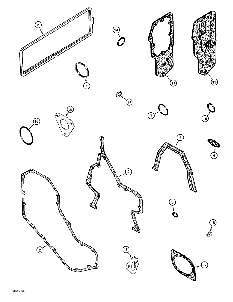 Схема запчастей Case 9020B - (2-094) - ENGINE GASKET KITS, 4TA-390 ENGINE, PRIOR TO P.I.N. DAC02#2001, CYLINDER BLOCK (02) - ENGINE