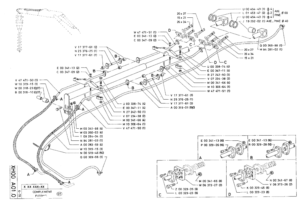 Схема запчастей Case 75C - (XH00 A01.0) - FITTING (14) - DIPPERSTICKS