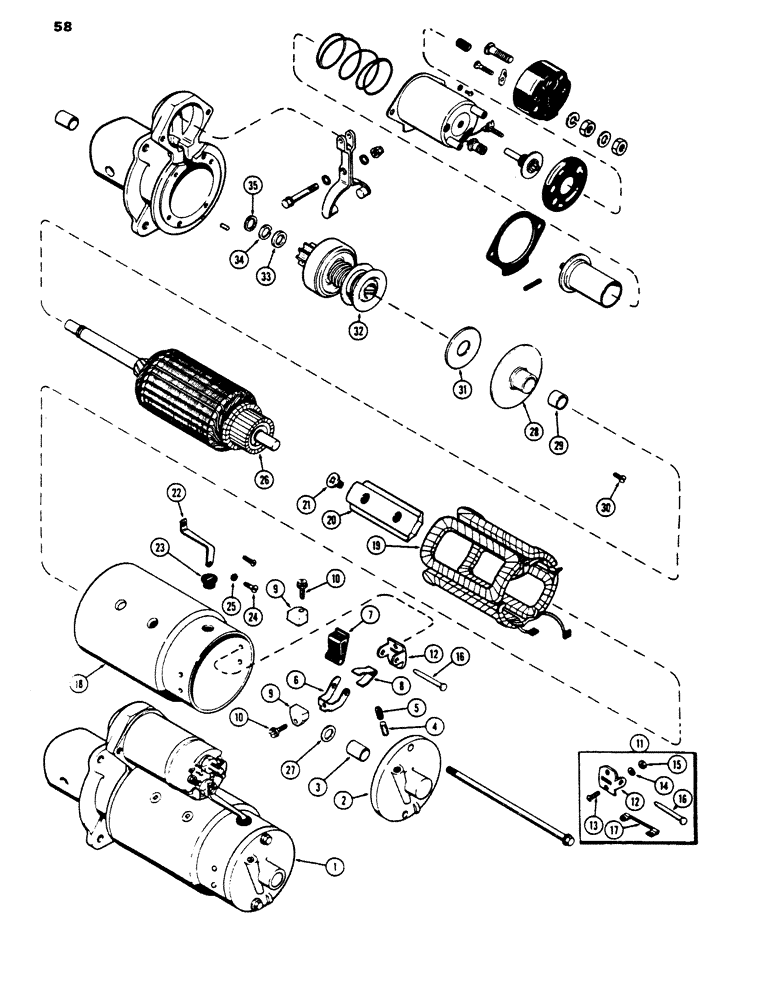 Схема запчастей Case 450 - (058) - R29870 STARTER, 207 DIESEL ENGINE (06) - ELECTRICAL SYSTEMS