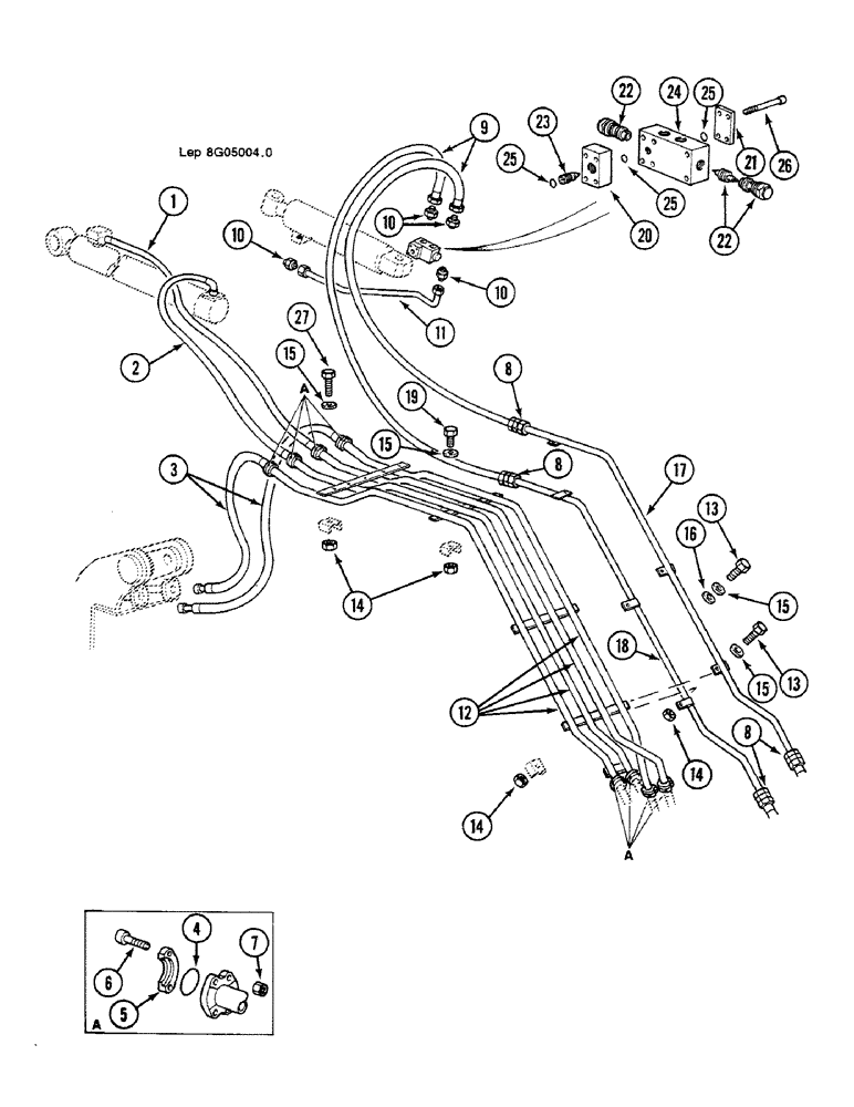 Схема запчастей Case 688C - (8G-012) - FIXED SECTION OFFSET BOOM HYDRAULIC CIRCUIT, (XXXXX-) (07) - HYDRAULIC SYSTEM