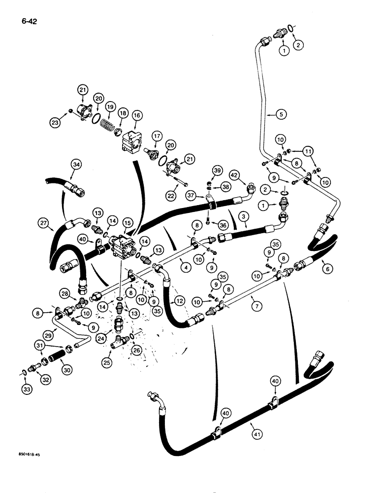Схема запчастей Case 855D - (6-42) - CRAWLER HYDRAULIC CIRCUIT, COOLING SYSTEM (06) - POWER TRAIN