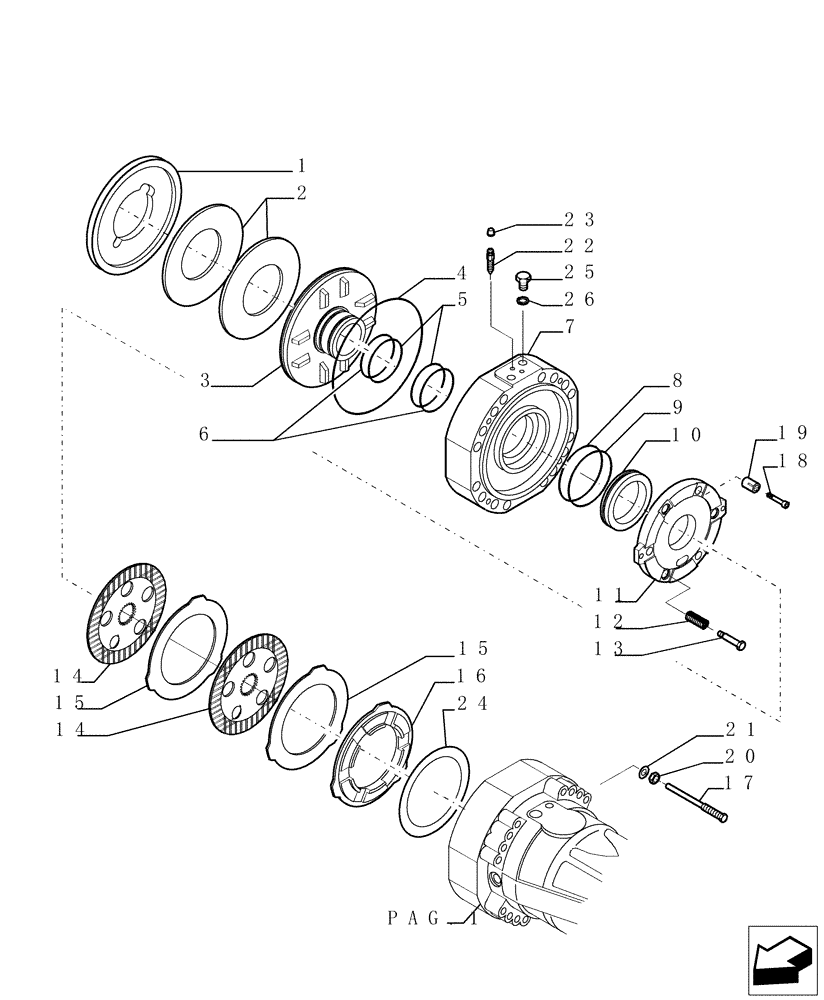 Схема запчастей Case TX742 - (9.00448[05]) - BRAKE DISCS - FRONT AXLE - OPTIONAL CODE 749082081 (25) - FRONT AXLE SYSTEM