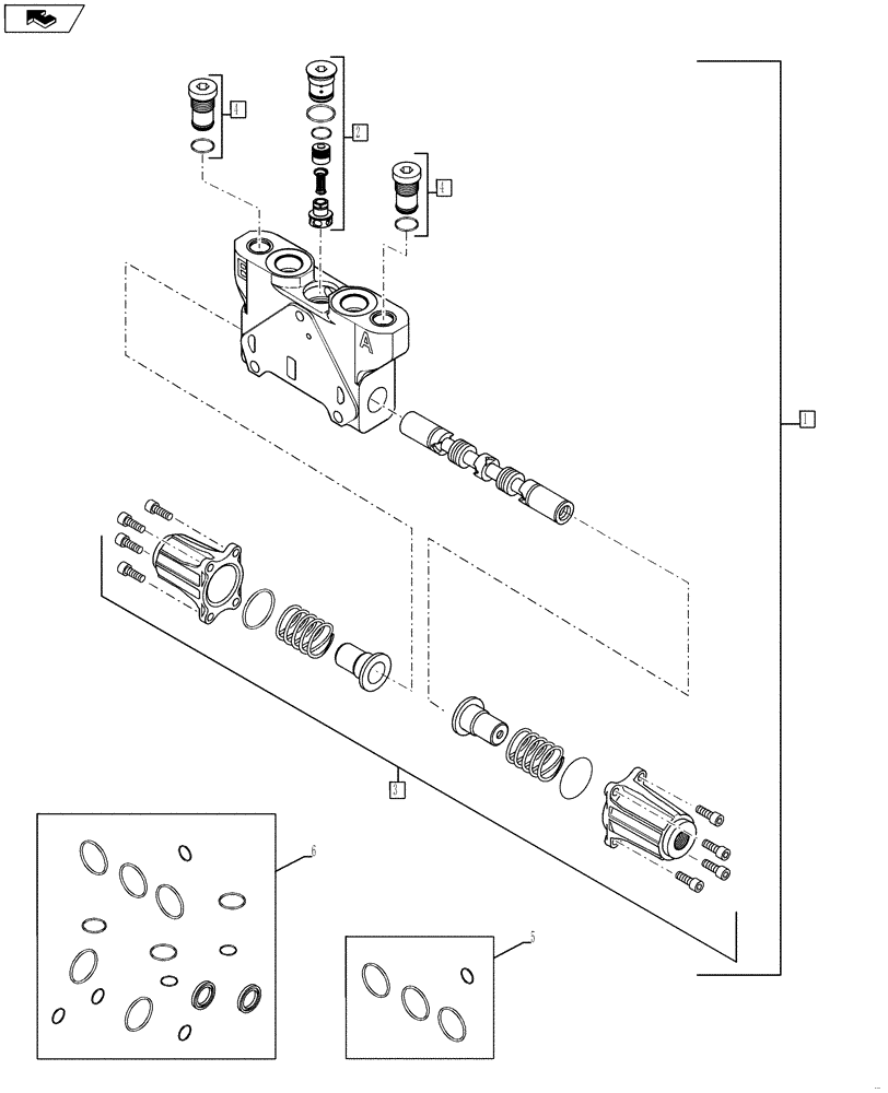 Схема запчастей Case 590SN - (35.724.16) - VALVE SECTION - 4 IN 1 , LOADER (PILOT CONTROLS) (580SN, 580SN WT, 590SN) (35) - HYDRAULIC SYSTEMS