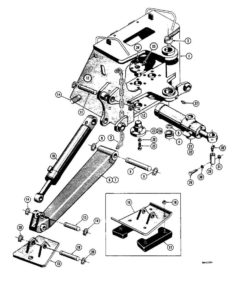 Схема запчастей Case 32 - (080) - MOUNTING FRAME AND STABILIZERS 