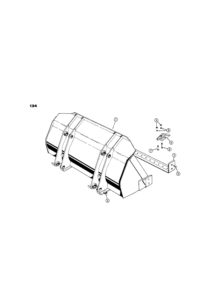 Схема запчастей Case 850 - (134) - LOADER BUCKET, 1-3/8 CUBIC YARD BUCKET (MACHINERY ITEM) (05) - UPPERSTRUCTURE CHASSIS