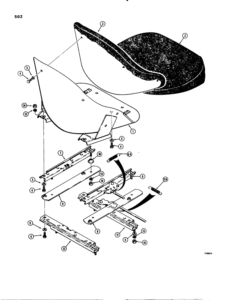 Схема запчастей Case 580C - (502) - D58296 SEAT (09) - CHASSIS/ATTACHMENTS