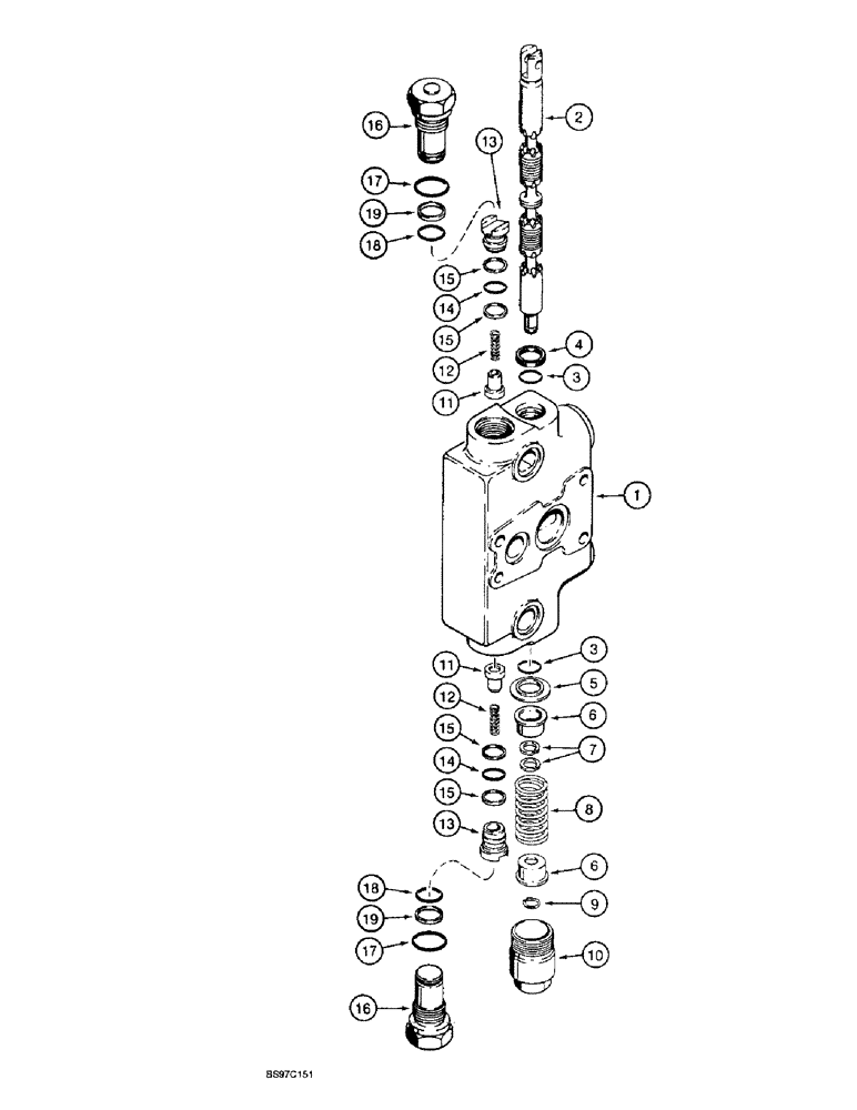 Схема запчастей Case 580L - (8-096) - BACKHOE CONTROL VALVE, DIPPER EXTENSION SECTION (08) - HYDRAULICS