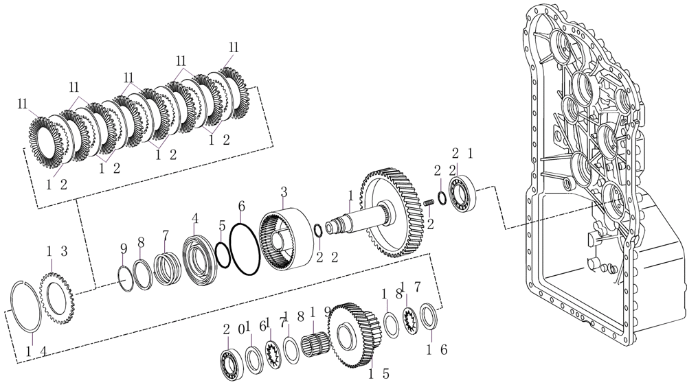 Схема запчастей Case 325 - (1.211/1[11]) - TRANSMISSION - COMPONENTS (03) - Converter / Transmission