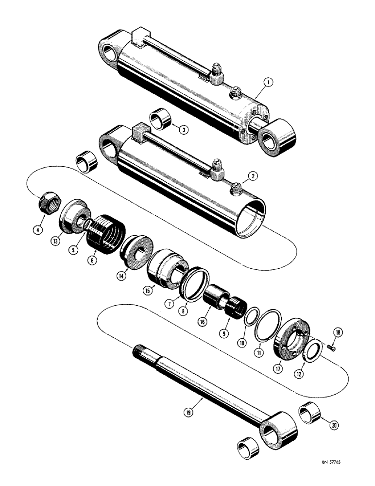 Схема запчастей Case 1150 - (212) - D38853 ULRICH CLAM CYLINDER (07) - HYDRAULIC SYSTEM