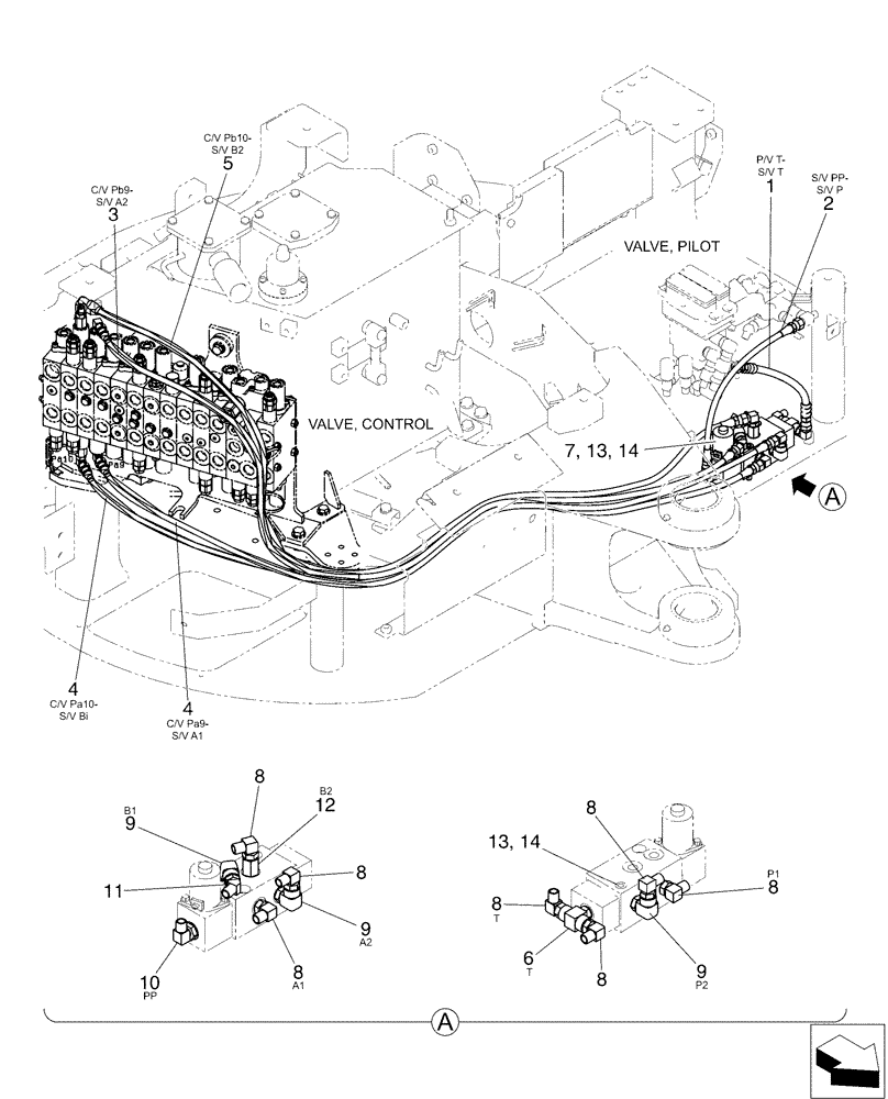Схема запчастей Case CX50B - (01-049[02]) - CONTROL LINES, VALVE, ANGLE DOZER (Aug 9 2010 3:06PM) (35) - HYDRAULIC SYSTEMS