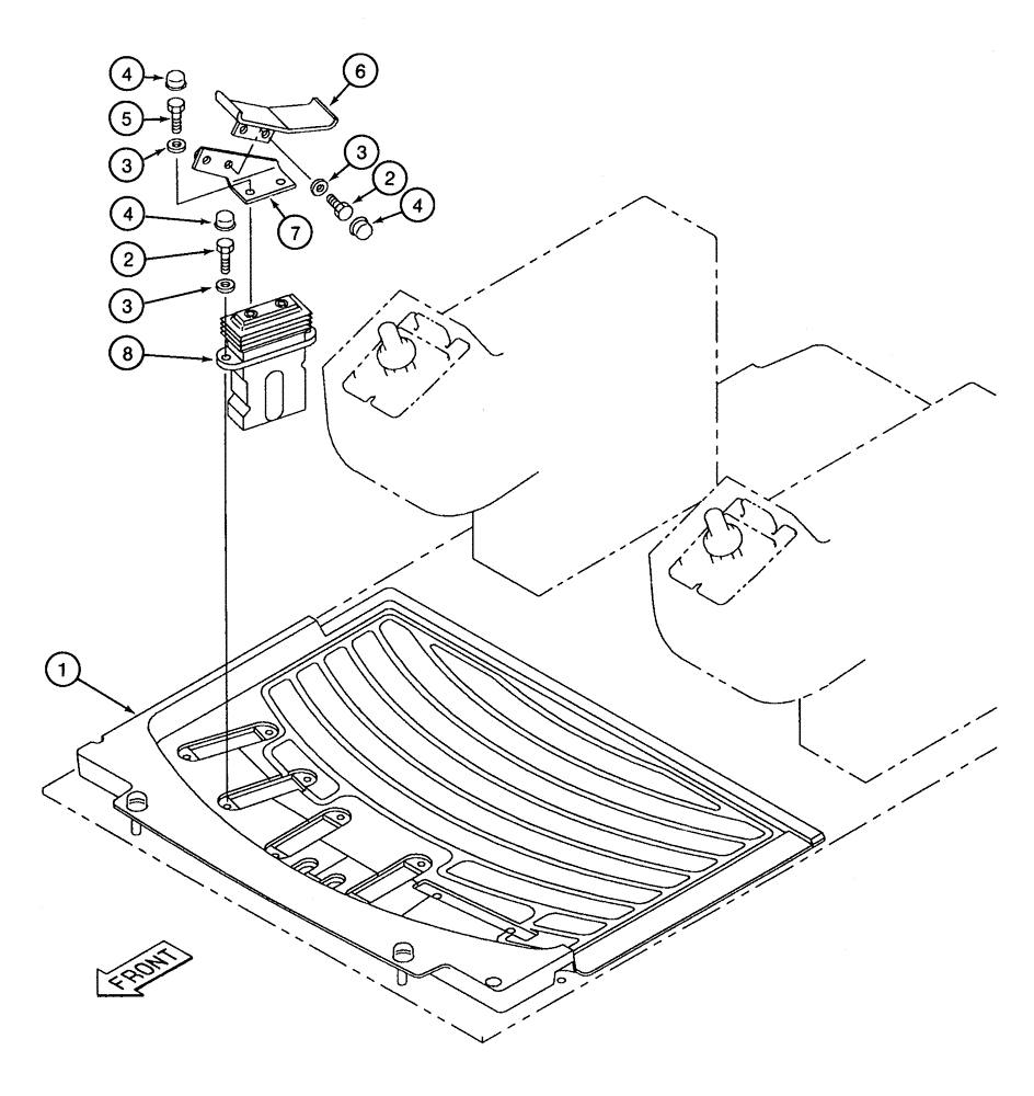 Схема запчастей Case 9050B - (9-048) - AUXILIARY HYDRAULIC CONTROLS, PEDAL AND FLOORMAT (09) - CHASSIS