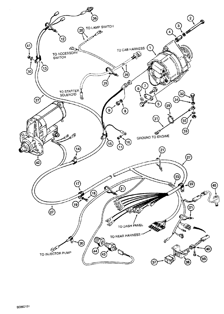 Схема запчастей Case 1150G - (4-014) - FRONT WIRING HARNESS AND CONNECTIONS (06) - ELECTRICAL SYSTEMS