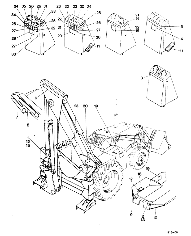 Схема запчастей Case 580F - (414) - DECALS, SIDE SHIFT BACKHOE (90) - PLATFORM, CAB, BODYWORK AND DECALS