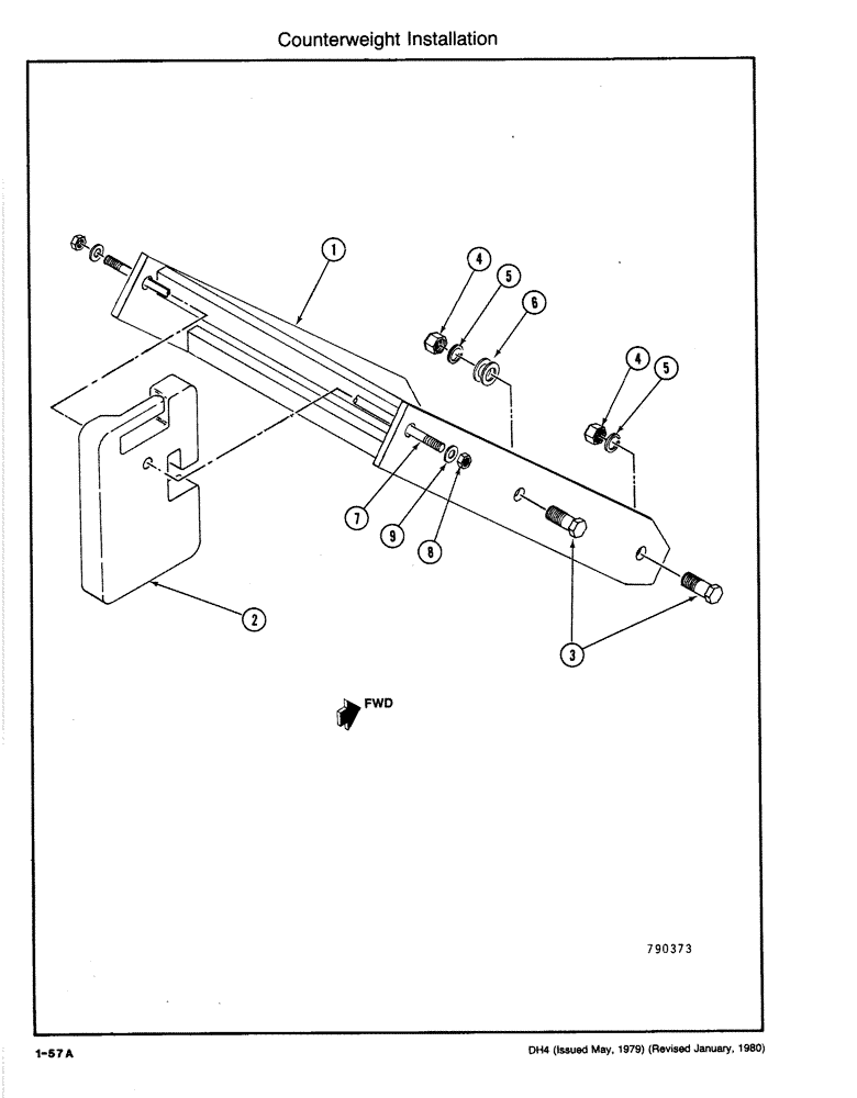 Схема запчастей Case DH4 - (1-57A) - COUNTERWEIGHT INSTALLATION (39) - FRAMES AND BALLASTING