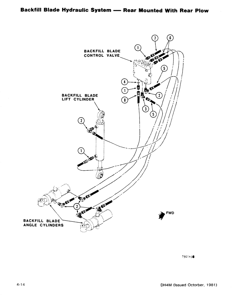 Схема запчастей Case DH4 - (4-14) - BACKFILL BLADE HYDRAULIC SYSTEM - REAR MOUNTED WITH REAR PLOW (35) - HYDRAULIC SYSTEMS