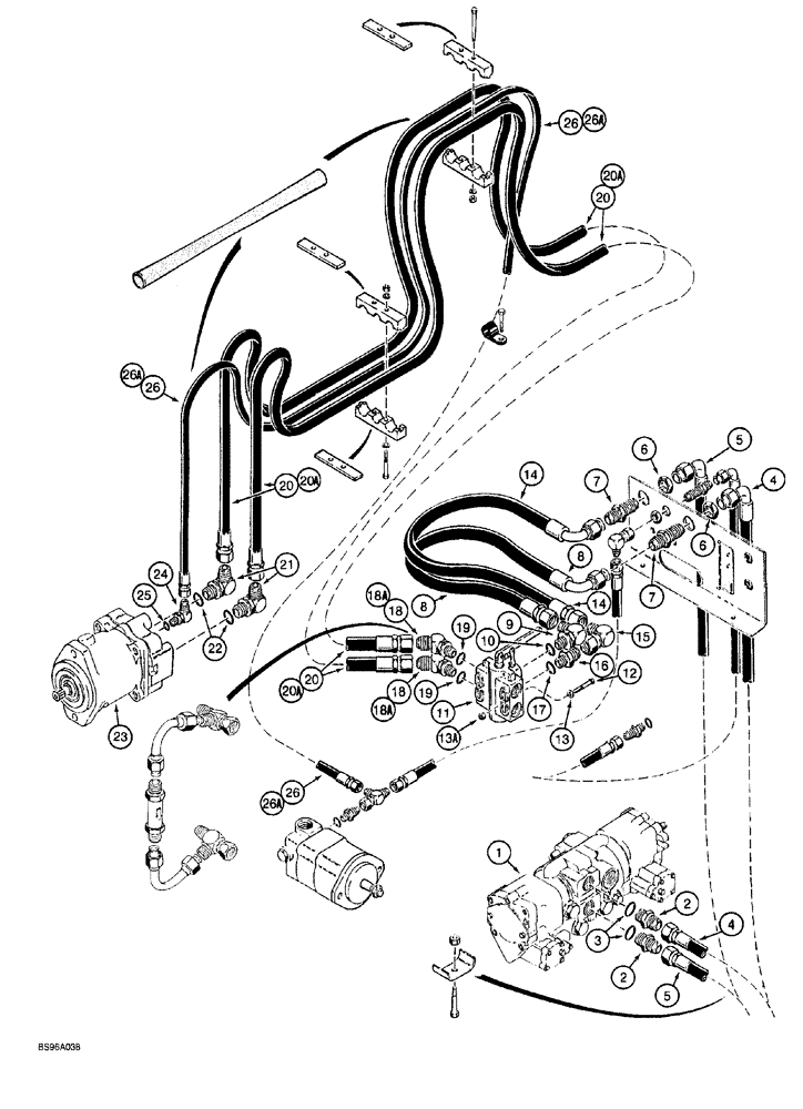 Схема запчастей Case 760 - (08-142) - PLOW HYDRAULIC CIRCUIT, PLOW MOTOR SUPPLY AND RETURN LINES, UNITS WITH QUAD OPTION (35) - HYDRAULIC SYSTEMS