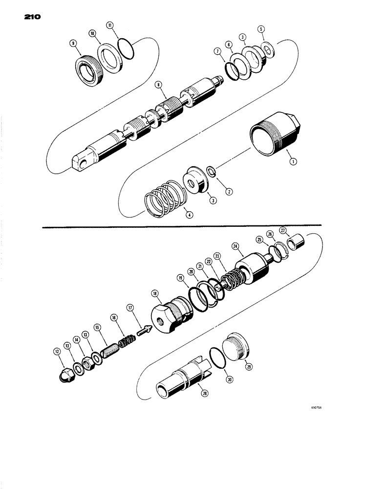 Схема запчастей Case W14 - (210) - LOADER CONTROL VALVE, DROTT CLAM SPOOLS, MAIN RELIEF VALVE (08) - HYDRAULICS