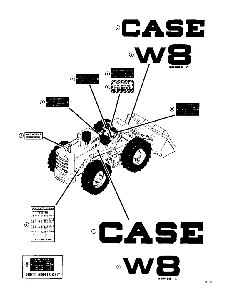 Схема запчастей Case W8C - (260) - DECALS (09) - CHASSIS