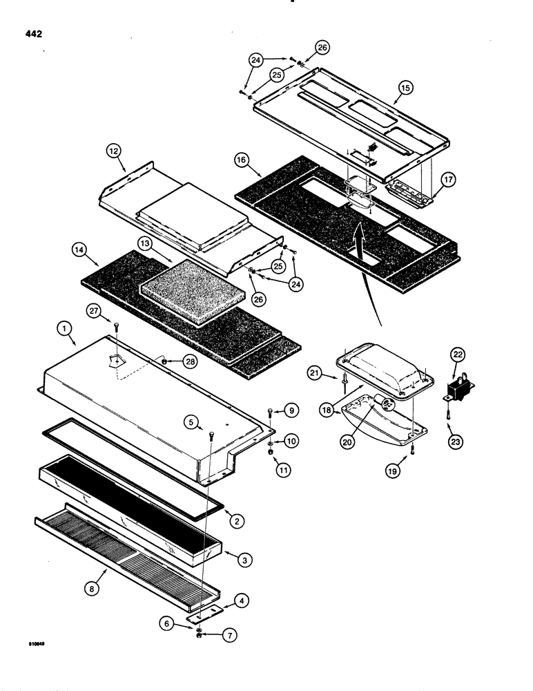 Схема запчастей Case 1150C - (442) - PRESSURIZED CAB, AIR FILTER AND HEADLINER (09) - CHASSIS/ATTACHMENTS