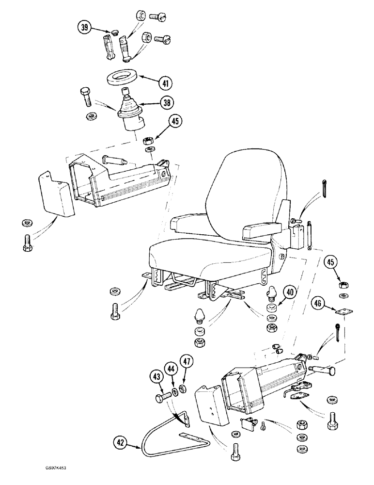 Схема запчастей Case 170C - (9-036) - HAND CONTROL VALVE CONSOLES, P.I.N. 74635 THROUGH 74662, P.I.N. 02301 AND AFTER (09) - CHASSIS