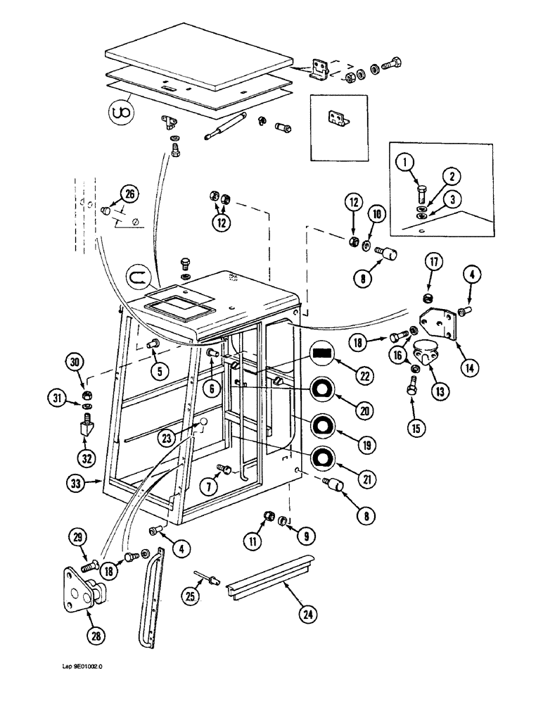 Схема запчастей Case 1088 - (9E-06) - CAB, CAB FRAME AND RELATED PARTS, P.I.N. FROM XXXXX AND AFTER, P.I.N. FROM 106901 AND AFTER (09) - CHASSIS/ATTACHMENTS