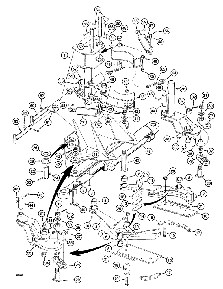 Схема запчастей Case 1187 - (320) - FELLER BUNCHER FRAME, GRAB ARMS AND SHEAR ARMS (05) - UPPERSTRUCTURE CHASSIS