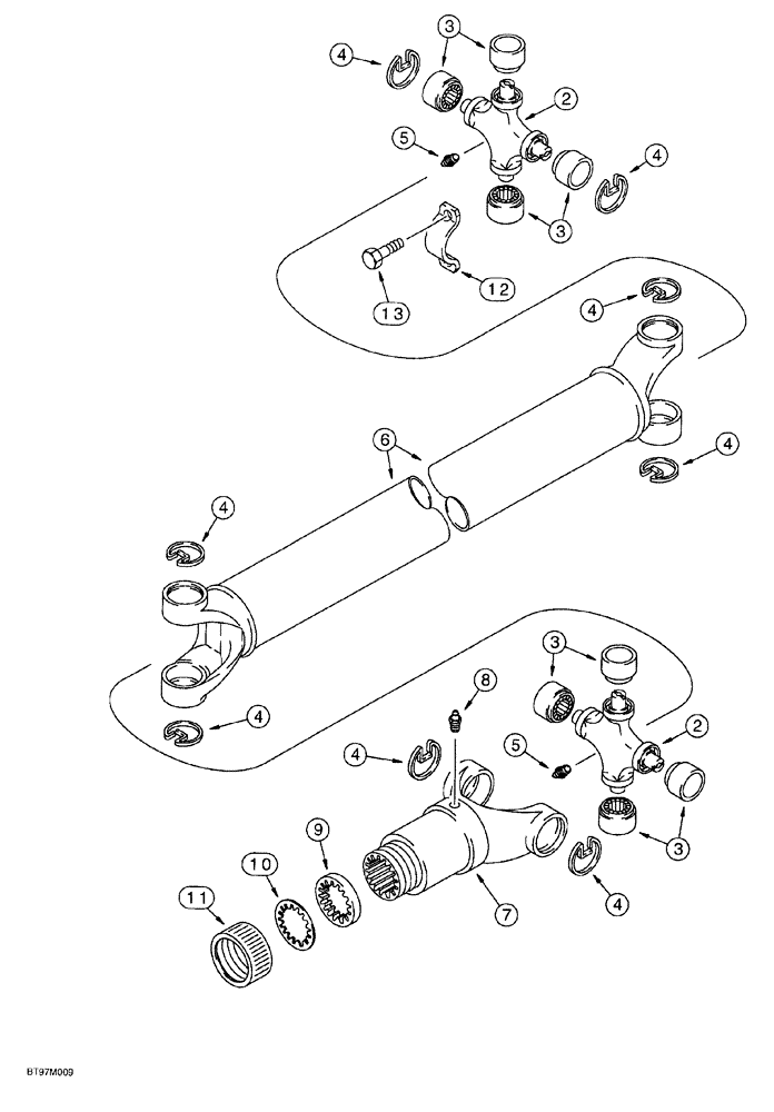 Схема запчастей Case 580SL - (6-188) - DRIVE SHAFT FOR REAR DRIVE AXLE, REAR DRIVE AXLE TO TRANSMISSION (06) - POWER TRAIN
