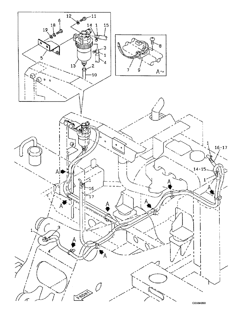 Схема запчастей Case 9007B - (3-04) - FUEL SYSTEM (03) - FUEL SYSTEM