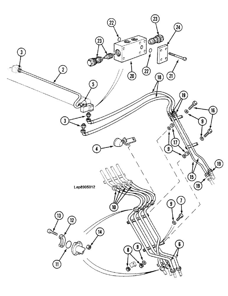 Схема запчастей Case 688C - (8G-016) - FIXED SECTION HYDRAULIC CIRCUIT (REMOTE-CONTROLLED BOOM) (07) - HYDRAULIC SYSTEM
