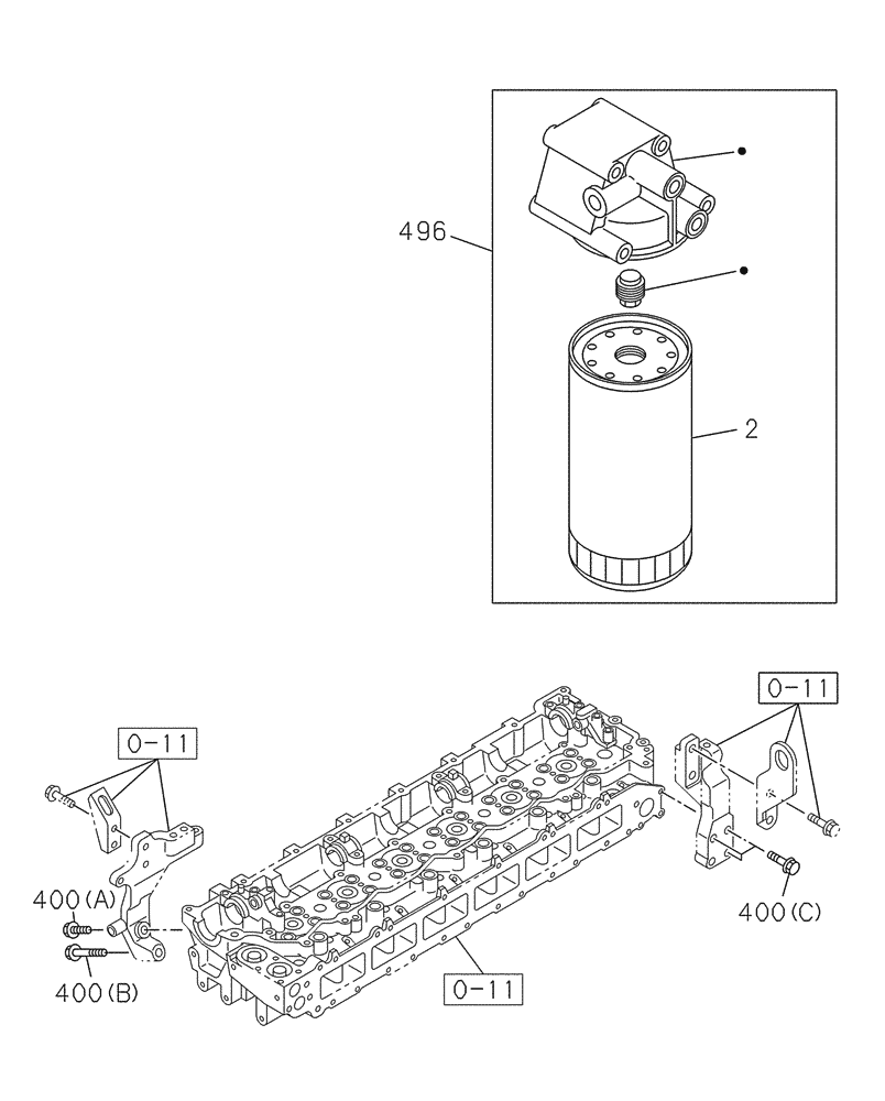 Схема запчастей Case CX300C - (02-050-02[01]) - OIL FILTER (02) - ENGINE