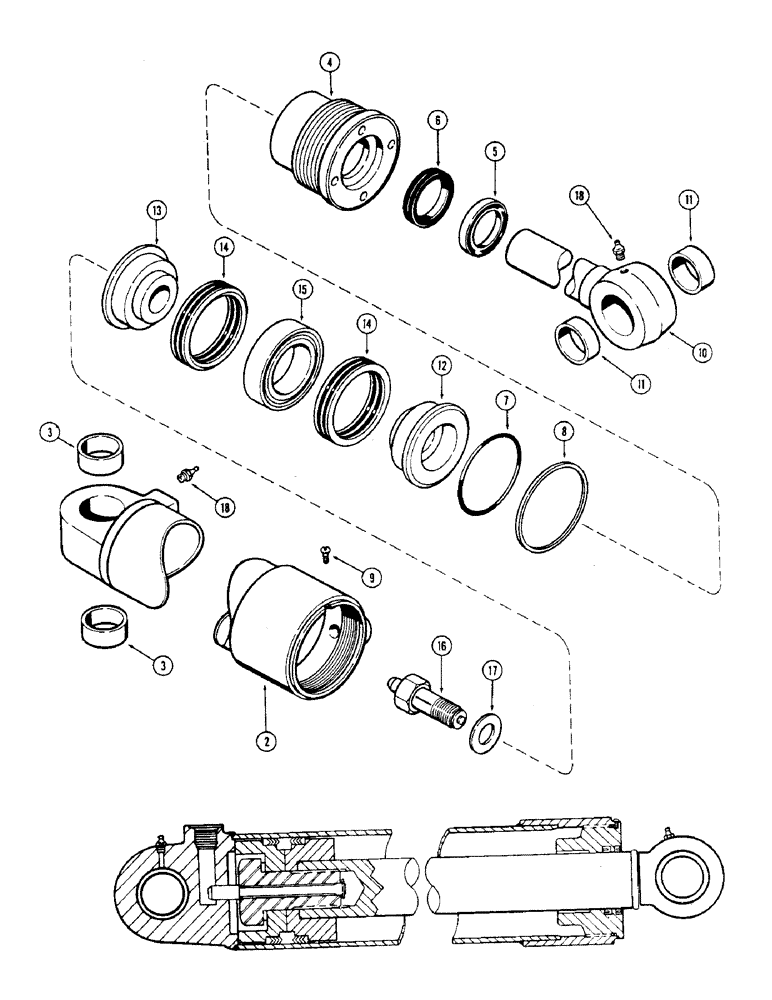 Схема запчастей Case 36 - (76) - G34900 BOOM CYL. 5" DIA. CYL. W/39-3/16" STROKE W/SOLID TYPE OUTER WIPER & INNER BUSHING 