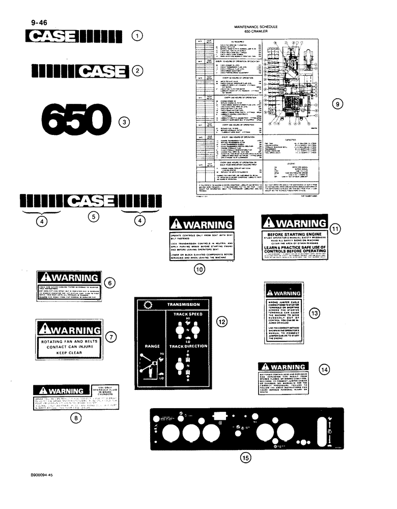 Схема запчастей Case 650 - (9-46) - DECALS (09) - CHASSIS/ATTACHMENTS