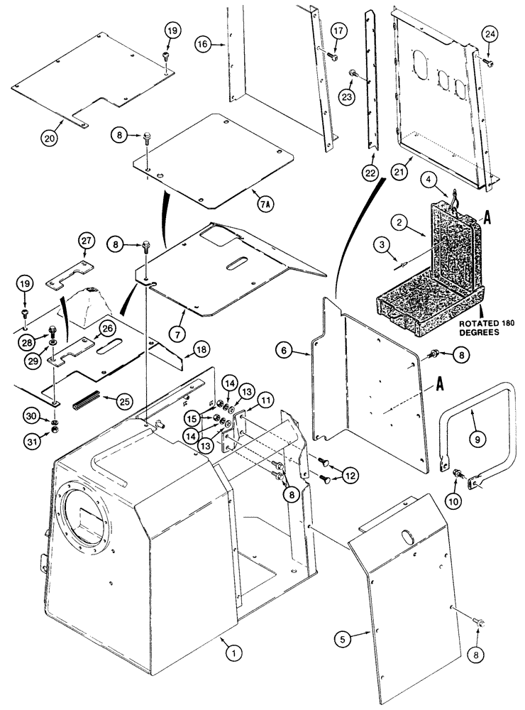 Схема запчастей Case 850E - (8-004) - HYDRAULIC RESERVOIR COVERS AND, OPERATORS MANUAL BOX (08) - HYDRAULICS
