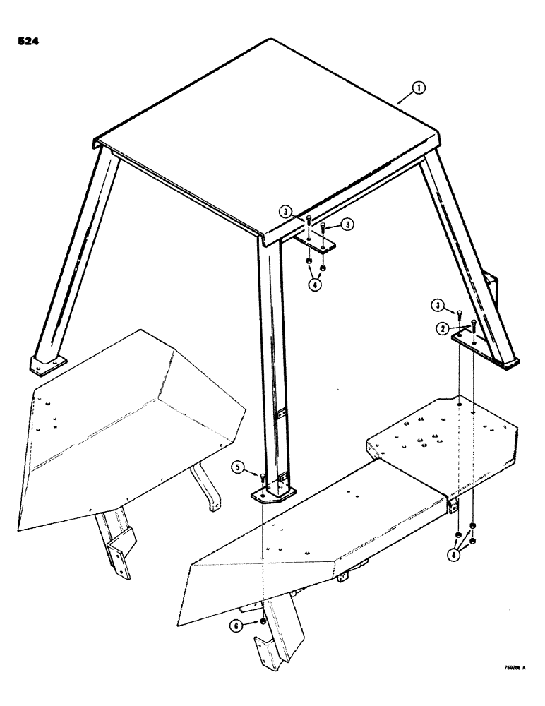 Схема запчастей Case 580C - (524) - ROPS CANOPY (09) - CHASSIS/ATTACHMENTS