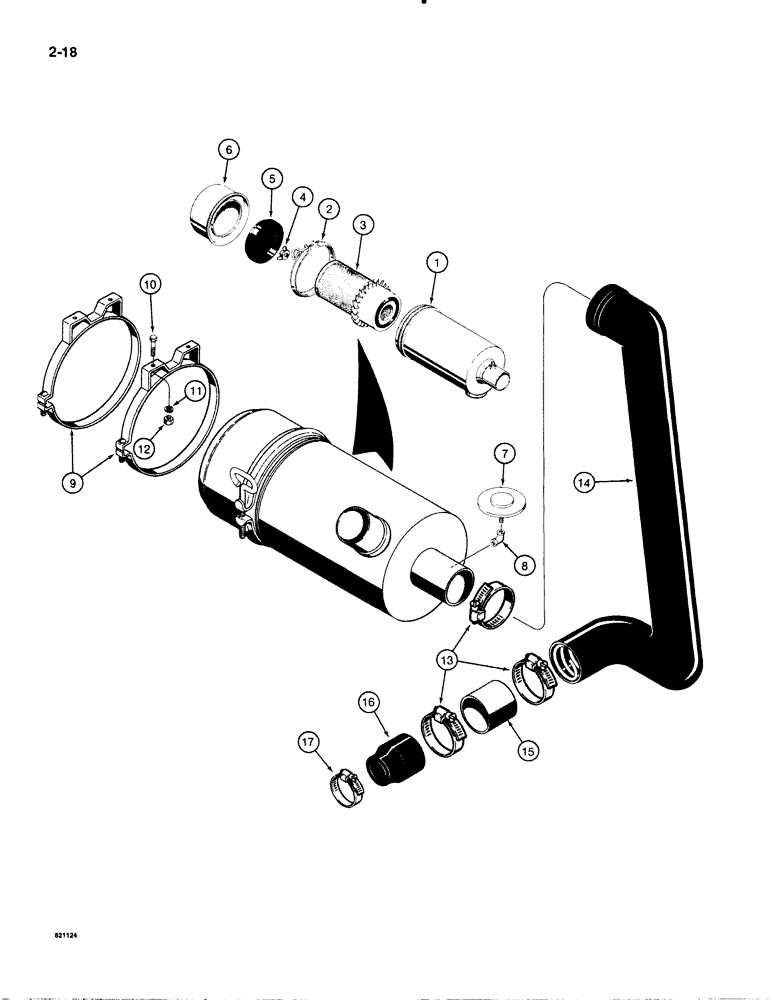Схема запчастей Case 1835B - (2-18) - AIR CLEANER, GASOLINE MODELS (02) - ENGINE