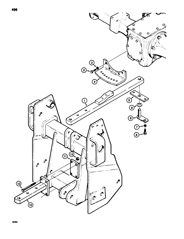 Схема запчастей Case 580SD - (496) - DRAWBAR, SWINGING DRAWBAR (09) - CHASSIS/ATTACHMENTS