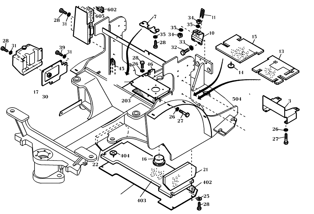 Схема запчастей Case 21D - (01.500[001]) - REAR FRAME COMPONENTS (S/N 561101-UP) No Description